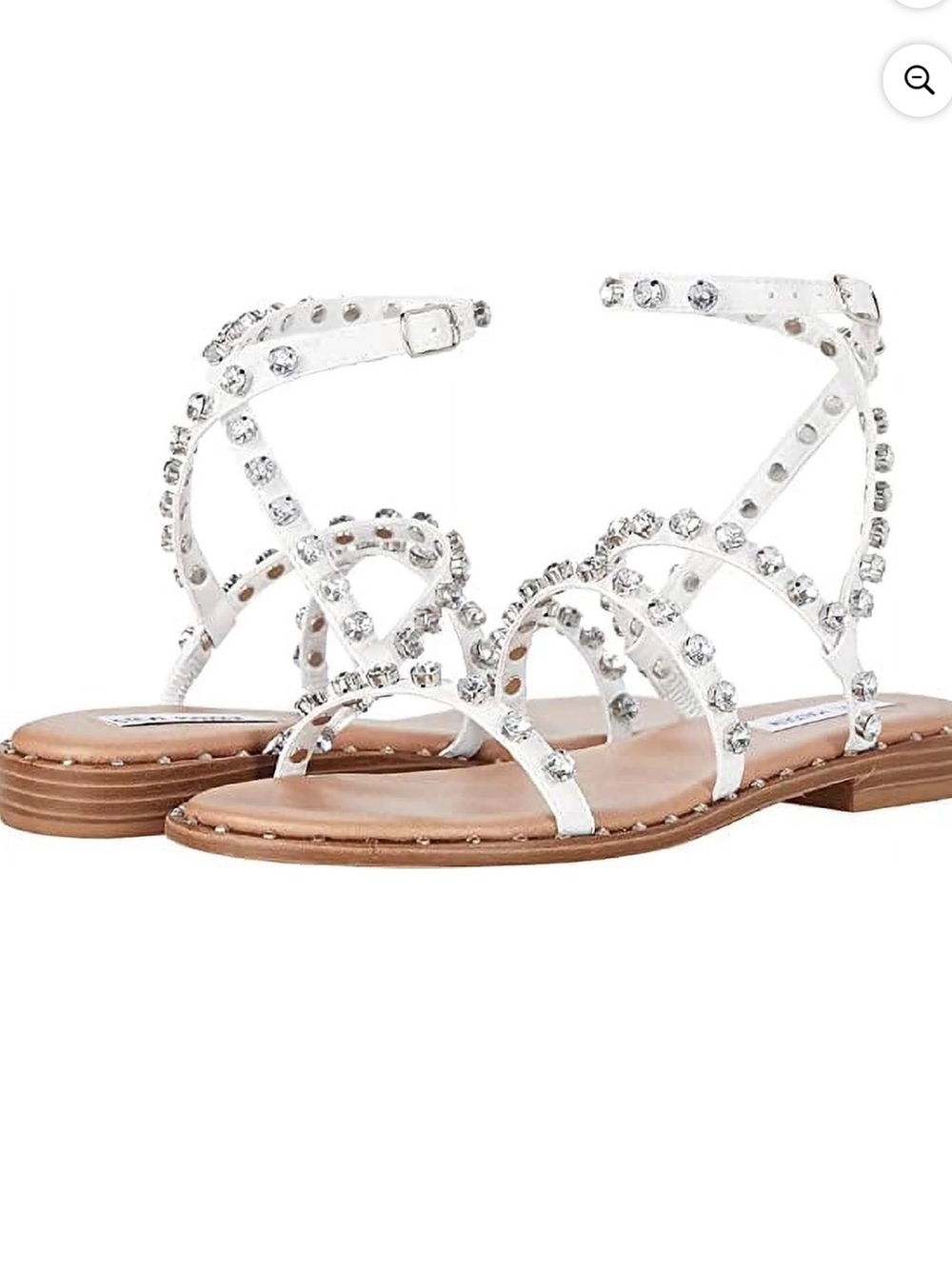 Steve Madden White Rhinestone Strappy Ankle-Sandal